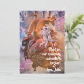 Romantic Sci-fi Space Astronauts Couple Valentijn Feestdagenkaart (Staand voorkant)