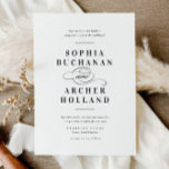 Romantic Script Black en White Typography Wedding Kaart<br><div class="desc">Modern Elegant zwart-wit minimalistisch huwelijksontwerp,  eenvoudig en stijlvol. Geweldig voor een moderne klassieke bruiloft,  een oude bruiloft en een officiële bruiloft. Bekijk alle overeenkomende stukken in het collectie. Klik uitgeven knoop om dit ontwerp aan te passen.</div>