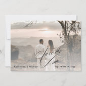 Romantic Script Calligraphy Add Photo Wedding Save Save The Date (Voorkant)
