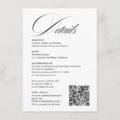 Romantic Script Calligraphy Details QRcode Wedding Informatiekaartje (Voorkant)