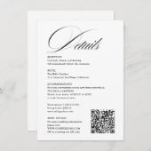 Romantic Script Calligraphy Details QRcode Wedding Informatiekaartje (Voorkant / Achterkant)