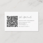 Romantic Script Calligraphy QR Code Wedding RSVP Informatiekaartje (Achterkant)
