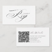 Romantic Script Calligraphy QR Code Wedding RSVP Informatiekaartje (Voorkant / Achterkant)
