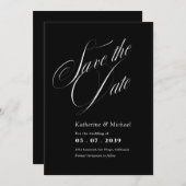 Romantic Script Calligraphy QR code Wedding Save The Date (Voorkant / Achterkant)