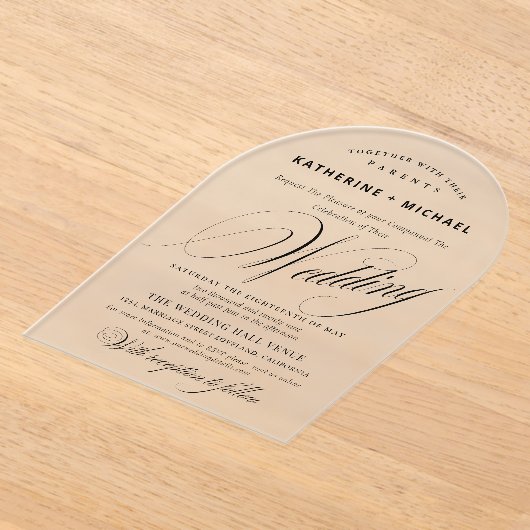 Romantic Script Calligraphy Simple & Chic Wedding Acryl Uitnodigingen (Laagn)