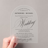 Romantic Script Calligraphy Simple & Chic Wedding Acryl Uitnodigingen (Insitu (Draagbaar))