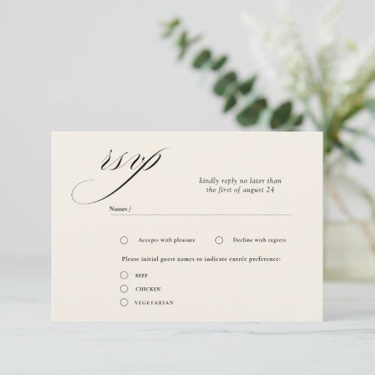 Romantic Script Calligraphy Wedding RSVP Cards Informatiekaartje (Staand voorkant)