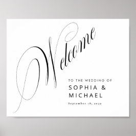Romantic Script Calligraphy Wedding Welcome Sign Poster