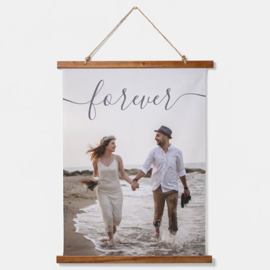 Romantic Script Custom Weddenschap Photo Canvas Hangend Wandkleed (Voorkant)