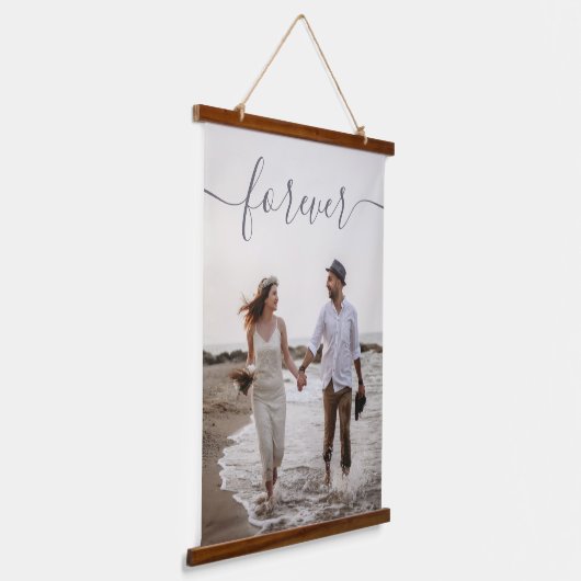Romantic Script Custom Weddenschap Photo Canvas Hangend Wandkleed (Gebogen)