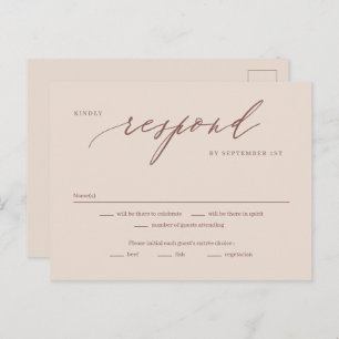 Romantic Script Editable Color RSVP Reply Kaart