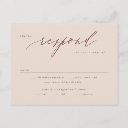 Romantic Script Editable Color RSVP Reply Kaart (Voorkant)