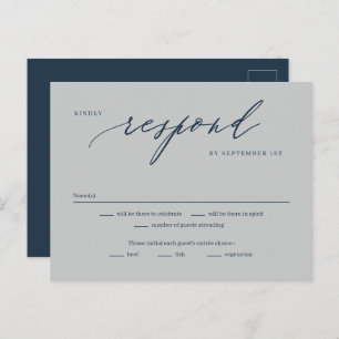 Romantic Script Editable Color RSVP Reply Kaart