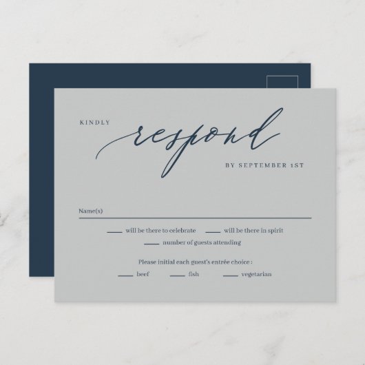 Romantic Script Editable Color RSVP Reply Kaart (Voorkant / Achterkant)