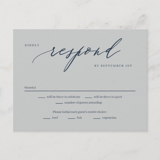 Romantic Script Editable Color RSVP Reply Kaart (Voorkant)