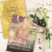 Romantic Script Gold Foil Foto Graduparty Kaart