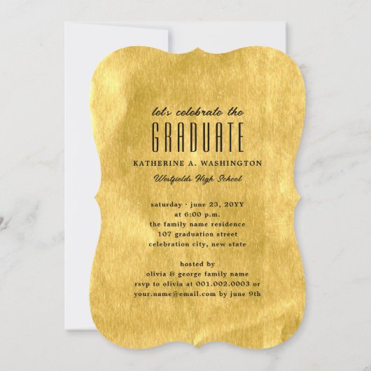 Romantic Script Gold Foil Foto Graduparty Kaart (Achterkant)