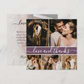 Romantic Script Mauve 5 Photo Collage Wedding Bedankkaart (Voorkant / Achterkant)