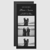 Romantic Script Photo Strip Magnetic Black Wedding (Voorkant / Achterkant)