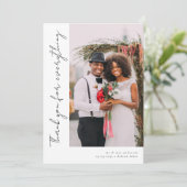 Romantic Script Photo Wedding Bedankkaart (Staand voorkant)