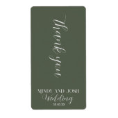 Romantic Script Sage GREEN Bedankt voor je bruilof Etiket (Voorkant)