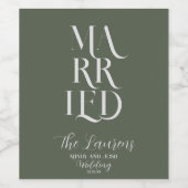 Romantic Script Sage GREEN huwelijkshuwelijk Wijn Etiket (Enkel label)