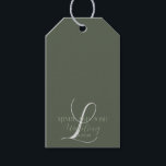 Romantic Script Sage Green Initiaal Wedding Cadeaulabel<br><div class="desc">De Labels van de weddenschap voor het Initiaal van de Familienaam van het Manuscript van de Favors</div>