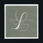 Romantic Script Sage Green Initiaal Wedding Servet<br><div class="desc">Wedding Napkins Script Achternaam Initiaal</div>