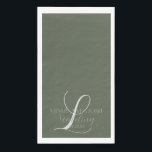 Romantic Script Sage Green Initiaal Wedding Servet<br><div class="desc">Wedding Napkins Script Achternaam Initiaal</div>