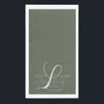 Romantic Script Sage Green Initiaal Wedding Servet<br><div class="desc">Wedding Napkins Script Achternaam Initiaal</div>