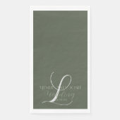 Romantic Script Sage Green Initiaal Wedding Servet (Voorkant)