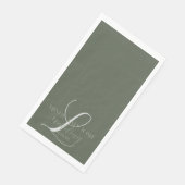 Romantic Script Sage Green Initiaal Wedding Servet (Hoek)