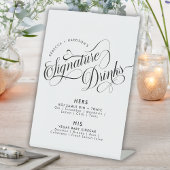 Romantic Script Signature Drink Wedding Bar Pedes Reclamebord Met Voetstuk