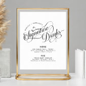 Romantic Script Signature Drink Wedding Bar Poster