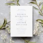 Romantic Script Typography Dusty Blue Wedding Kaart