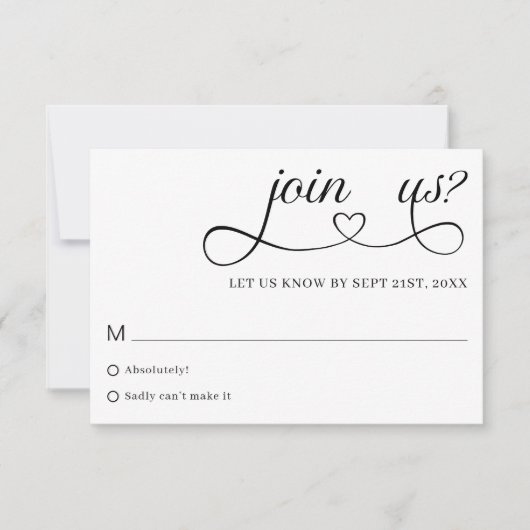 Romantic Script Typography Minimalist Wedding RSVP (Voorkant)