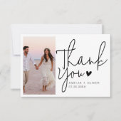 Romantic Script Typography Wedding Photo Bedankkaart (Voorkant)