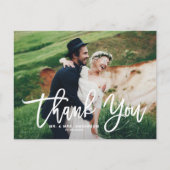 Romantic Script Weddenschap Foto Dank u Briefkaart (Voorkant)