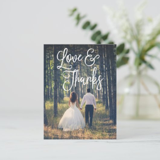 Romantic Script Wedding Dank u Briefkaart (Staand voorkant)