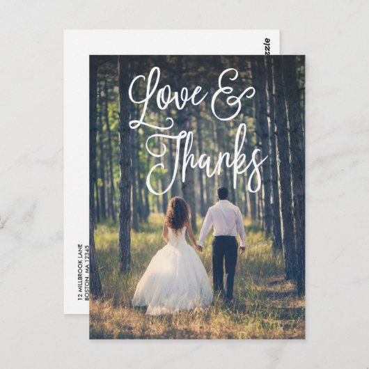 Romantic Script Wedding Dank u Briefkaart (Voorkant / Achterkant)