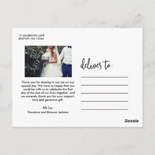 Romantic Script Wedding Dank u Briefkaart (Achterkant)