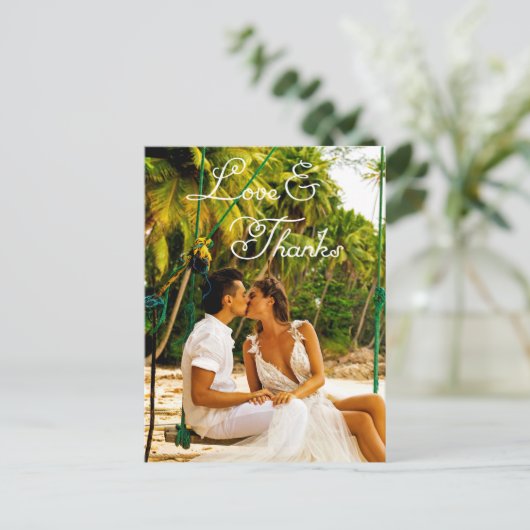 Romantic Script Wedding Dank u Briefkaart (Staand voorkant)