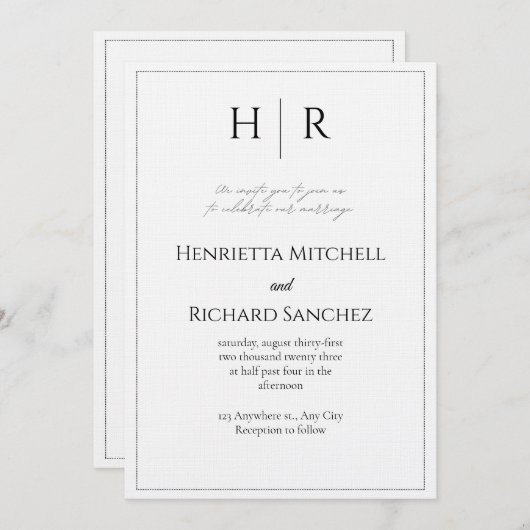 Romantic Script Wedding Invitation – Customizable Kaart (Voorkant / Achterkant)