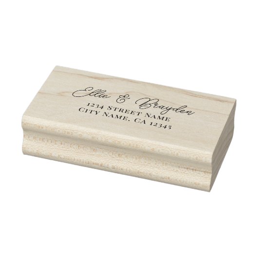 Romantic Script Wedding Return Address Rubber Stam Rubberstempel (Stempel)