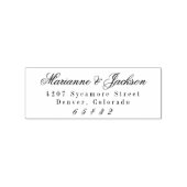 Romantic Script Wedding Return Address Stamp Rubberstempel (Afrduk)