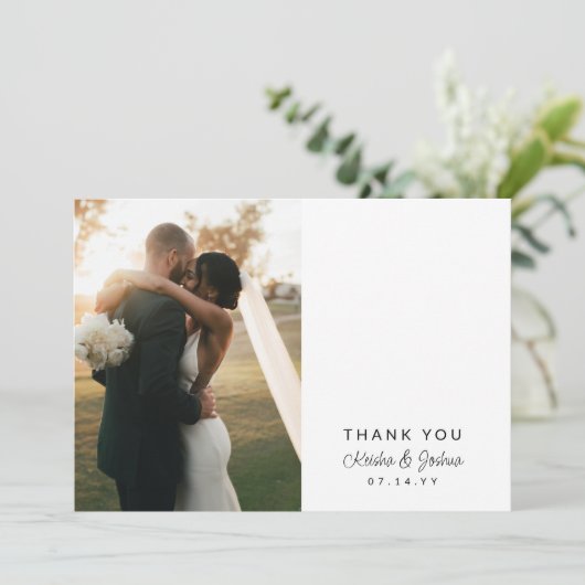 Romantic Script Weduwfoto Hartelijk dank Bedankkaart (Staand voorkant)