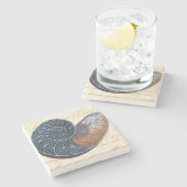 Romantic Seashell Stenen Onderzetter (Zijkant)