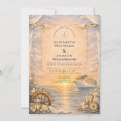 Romantic Seaside Cruise Wedding Kaart (Voorkant)