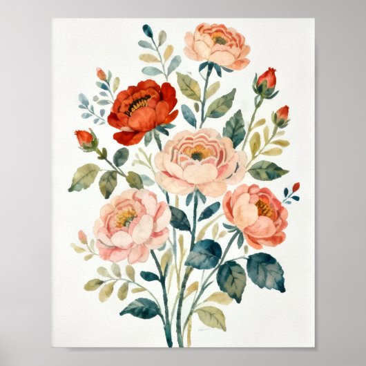 Romantic Shabby Chic Floral Art Poster (Voorkant)