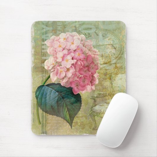 Romantic Shabby Chic Hydrangea Victoriaans stijl Muismat (Met muis)